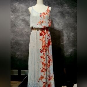 A.L.C. Silk Cherry Blossom Maxi Dress Washed Silk Made in USA L